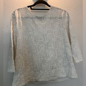 JCrew Cream Embroidered Top